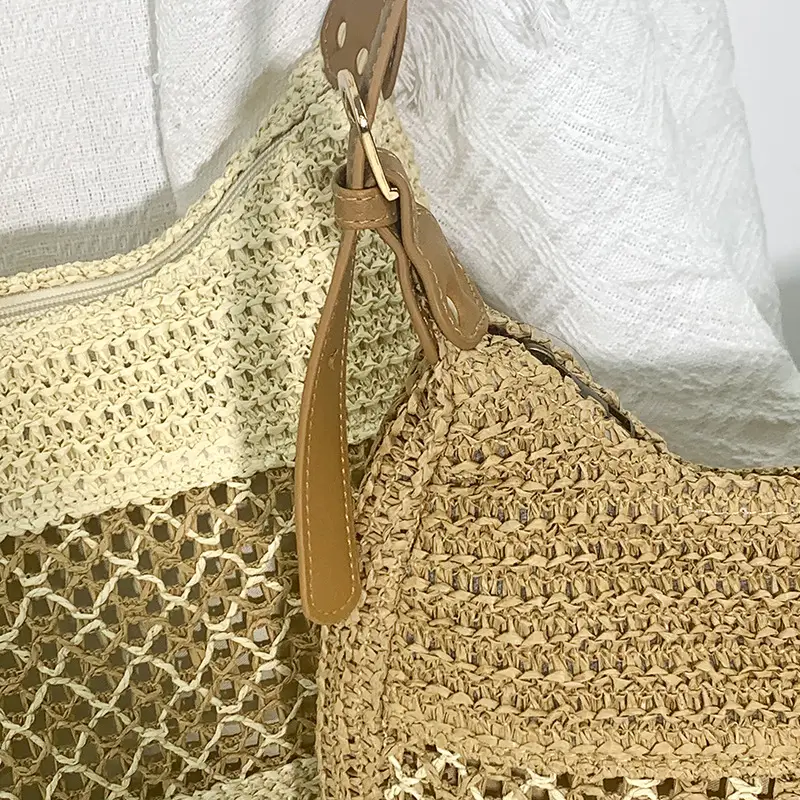 New Satchel Straw Bag One Shoulder Adjustable Strap Beach Bag — feature 12