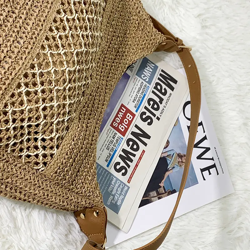 New Satchel Straw Bag One Shoulder Adjustable Strap Beach Bag — feature 15