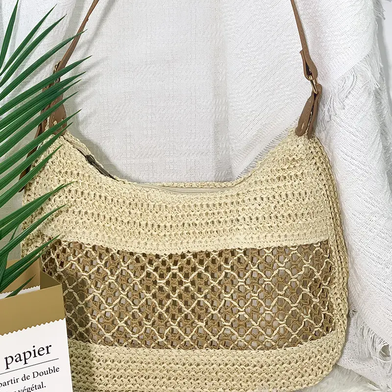 New Satchel Straw Bag One Shoulder Adjustable Strap Beach Bag — feature 18