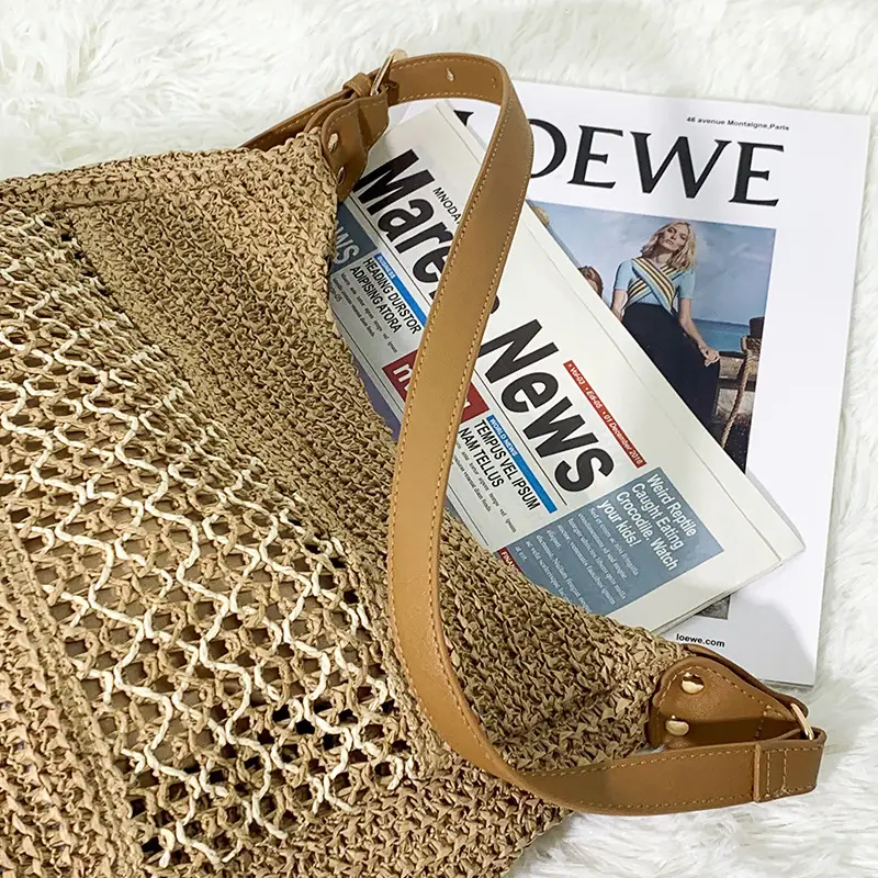 New Satchel Straw Bag One Shoulder Adjustable Strap Beach Bag — feature 19