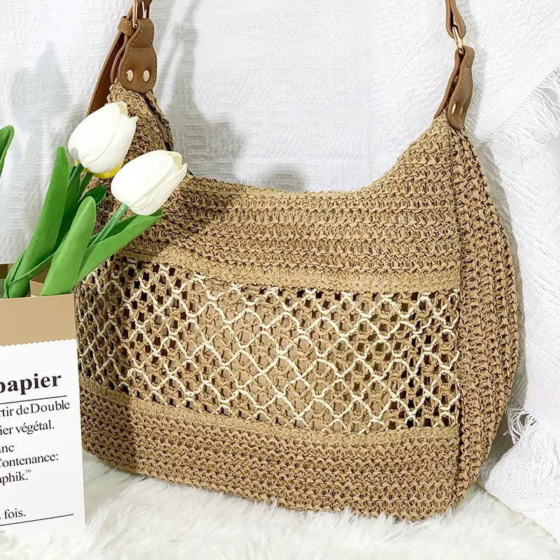 New Satchel Straw Bag One Shoulder Adjustable Strap Beach Bag — feature 21