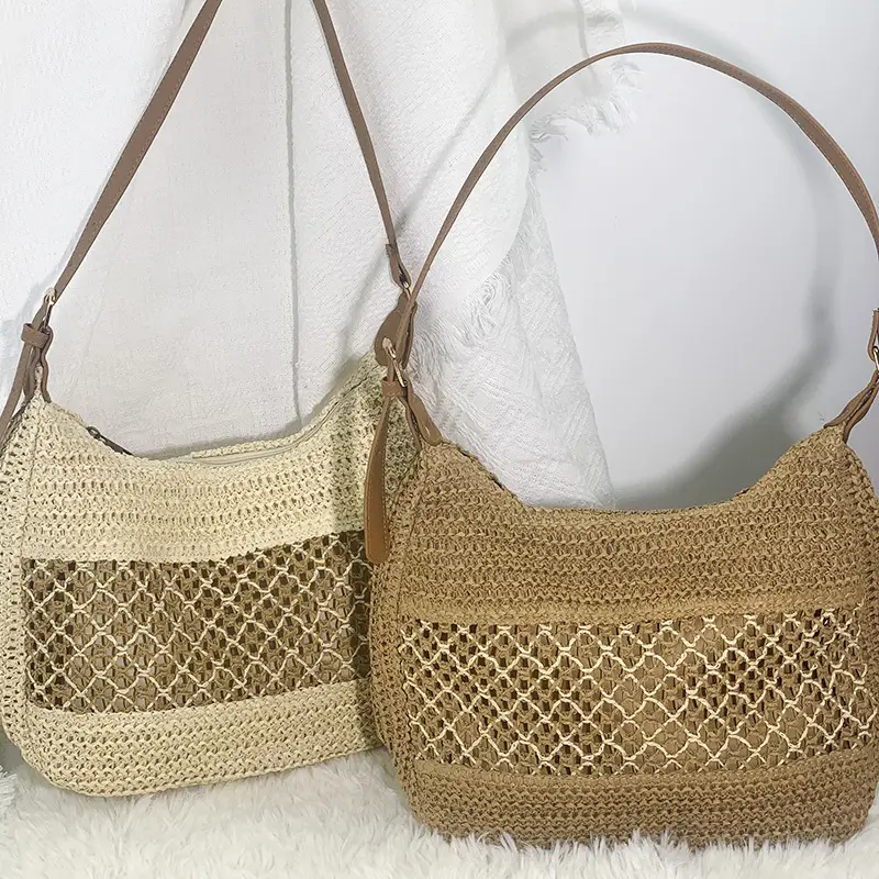New Satchel Straw Bag One Shoulder Adjustable Strap Beach Bag — feature 4