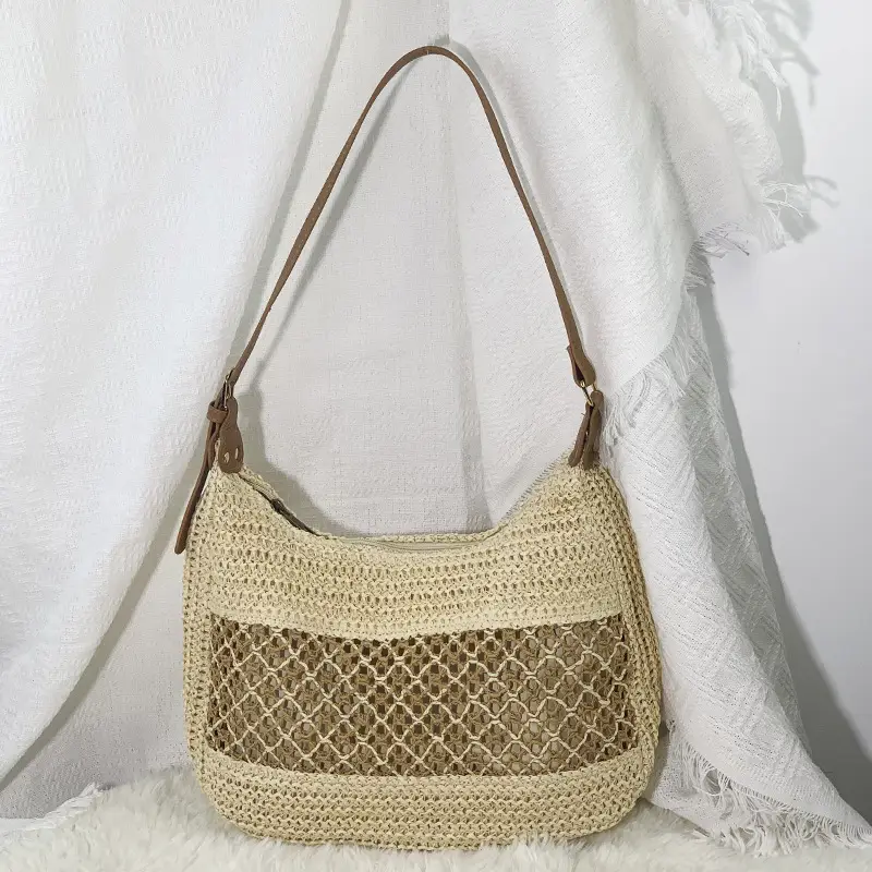 New Satchel Straw Bag One Shoulder Adjustable Strap Beach Bag - Image 2