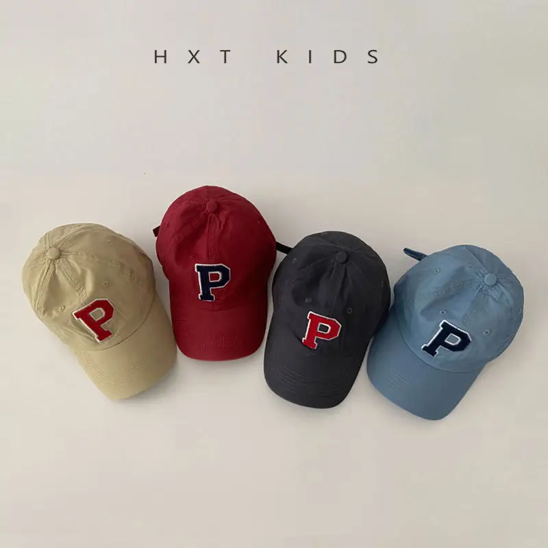 Kids Duckbill Cap P Letter Gray Sunshade Hat - Image 8