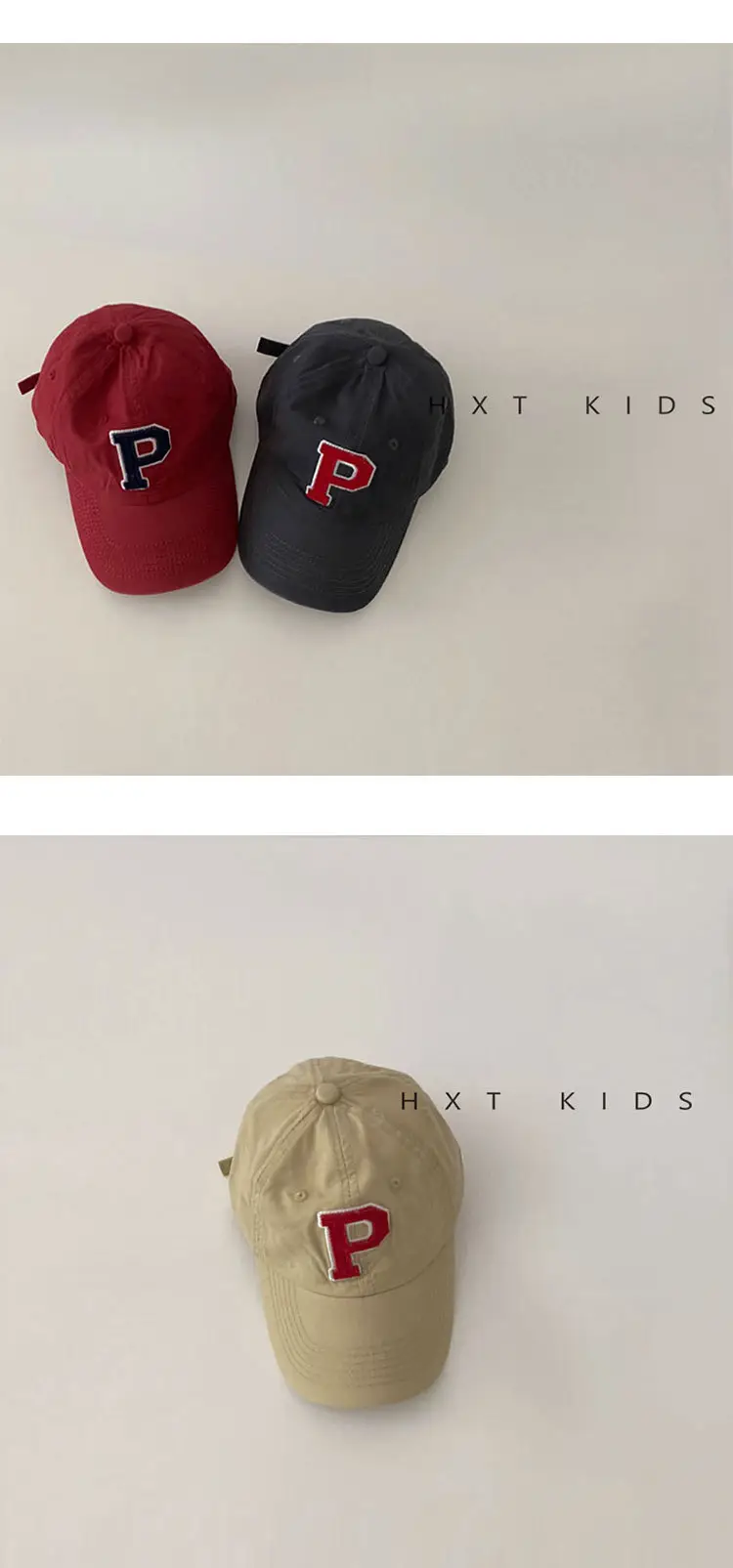 Kids Duckbill Cap P Letter Gray Sunshade Hat — feature 6