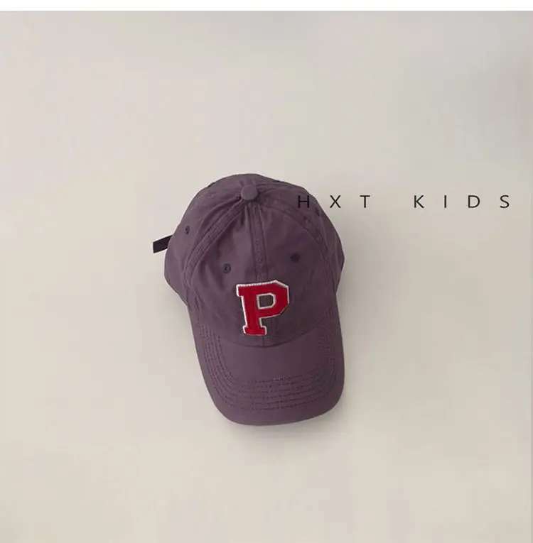 Kids Duckbill Cap P Letter Gray Sunshade Hat — feature 9