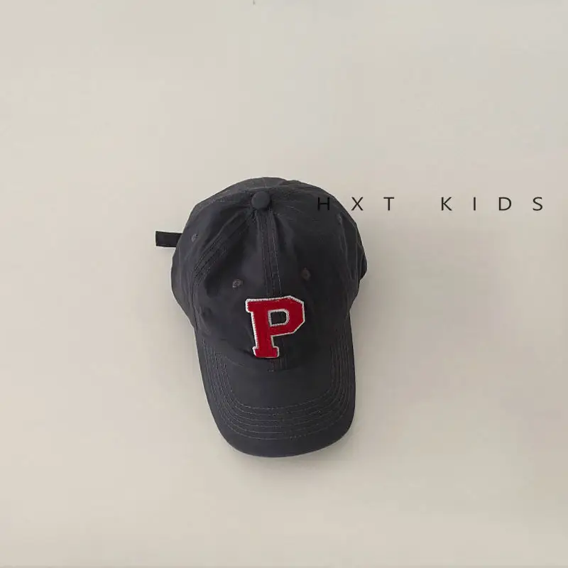Kids Duckbill Cap P Letter Gray Sunshade Hat - Image 3