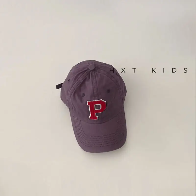Kids Duckbill Cap P Letter Gray Sunshade Hat - Image 5