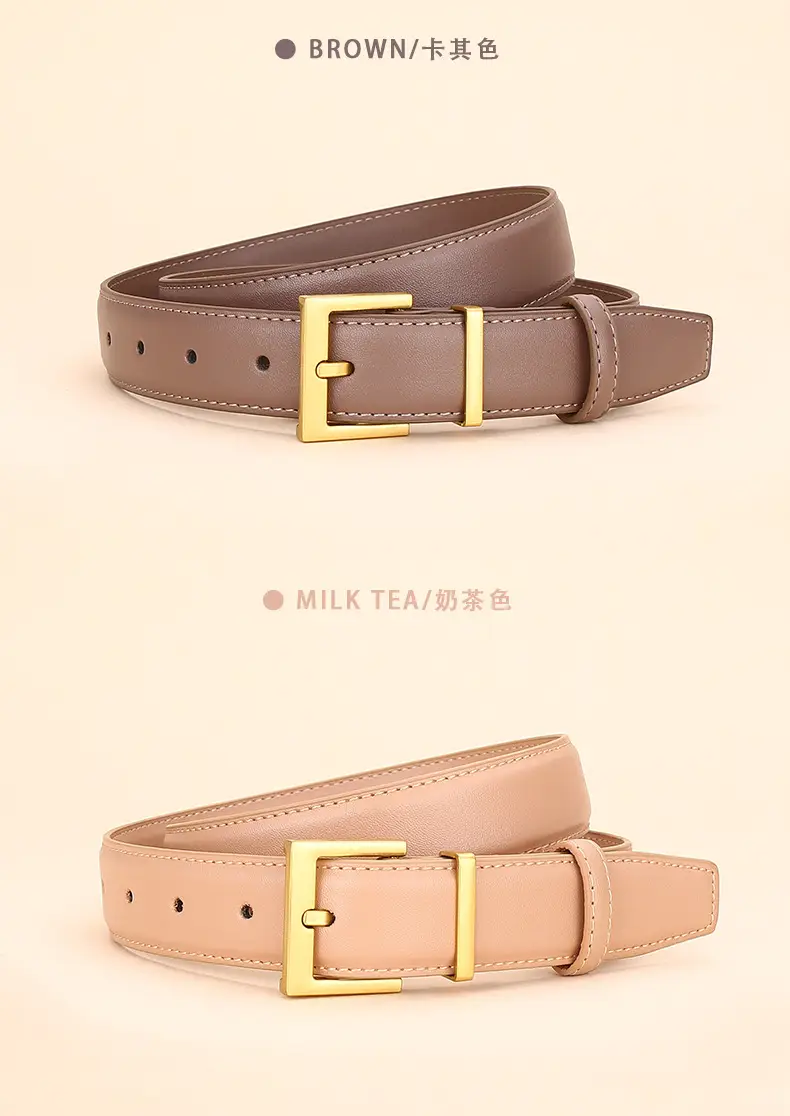 Black Leather Belt with Gold Buckle for Women — feature 12