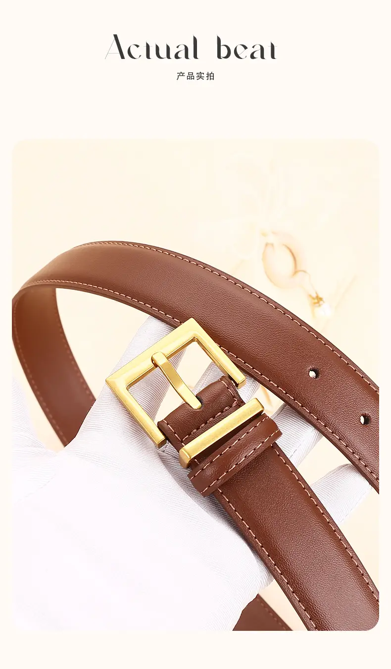 Black Leather Belt with Gold Buckle for Women — feature 15