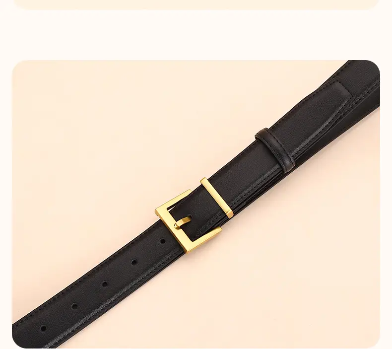Black Leather Belt with Gold Buckle for Women — feature 19
