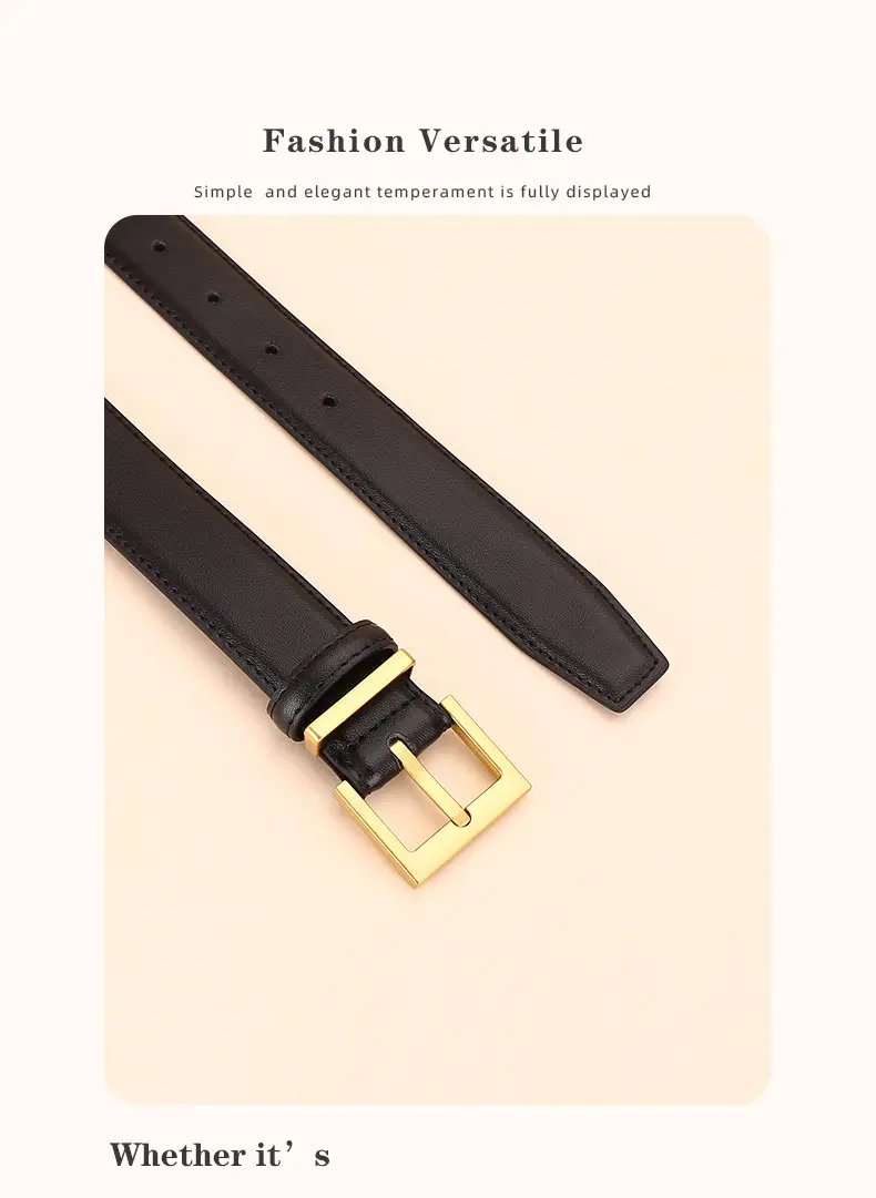 Black Leather Belt with Gold Buckle for Women — feature 20