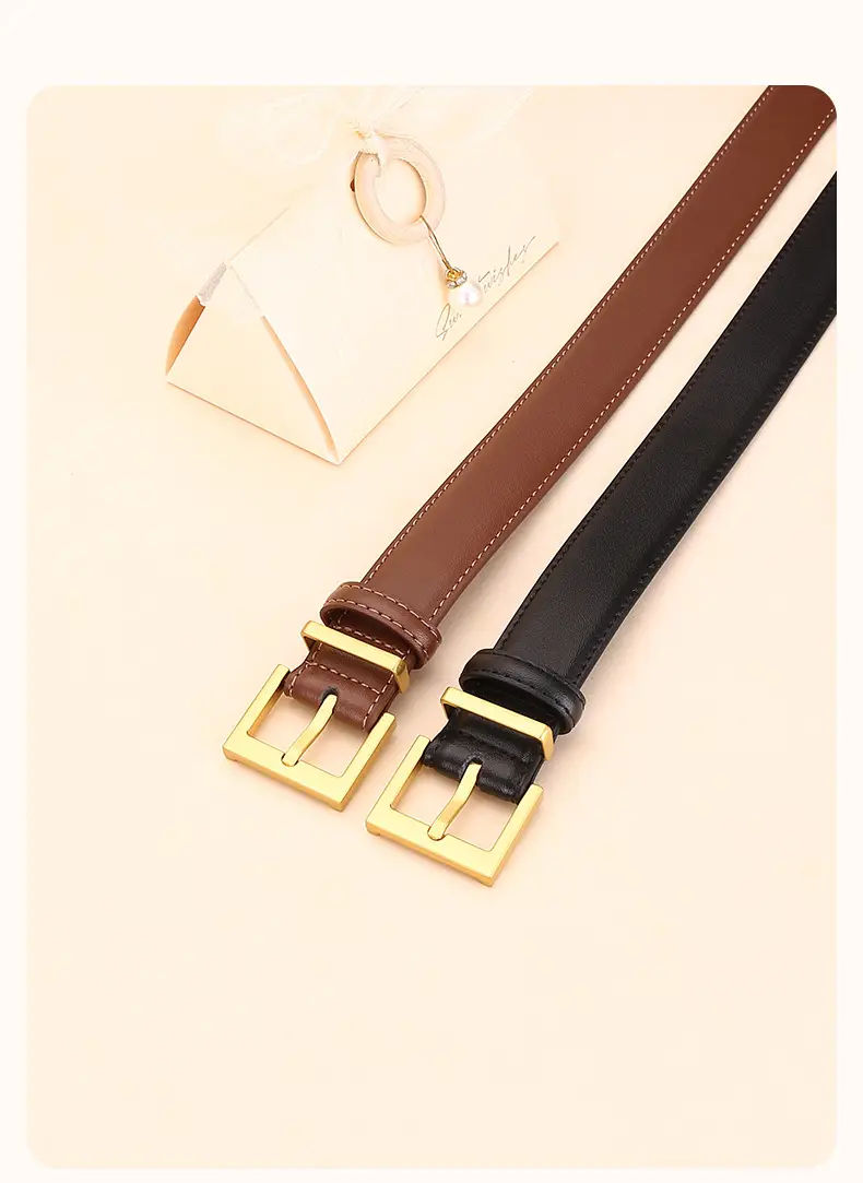 Black Leather Belt with Gold Buckle for Women — feature 21