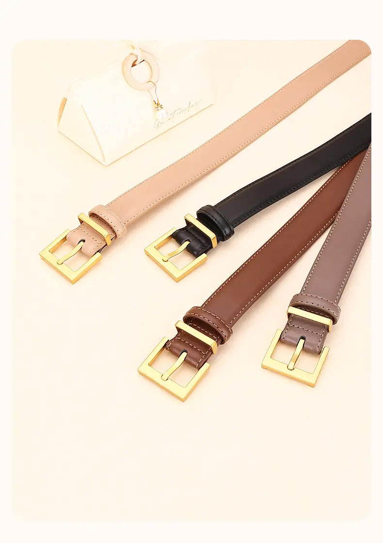 Black Leather Belt with Gold Buckle for Women — feature 22