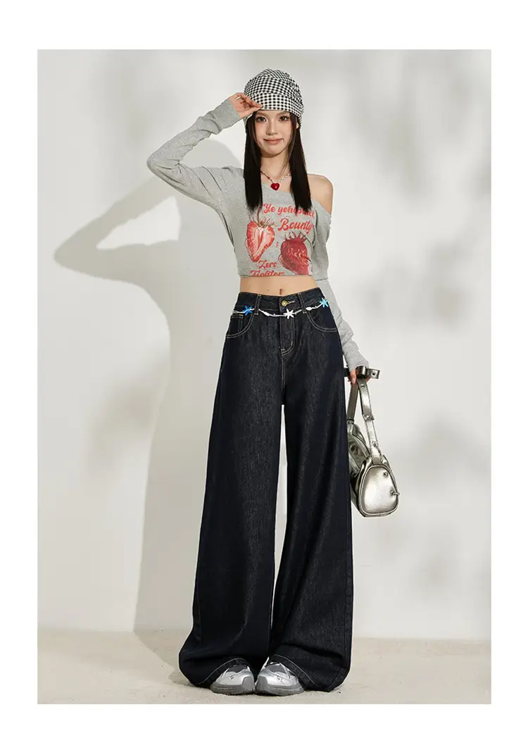 Dark Blue Wide Leg Jeans for Women Plus Size — feature 10