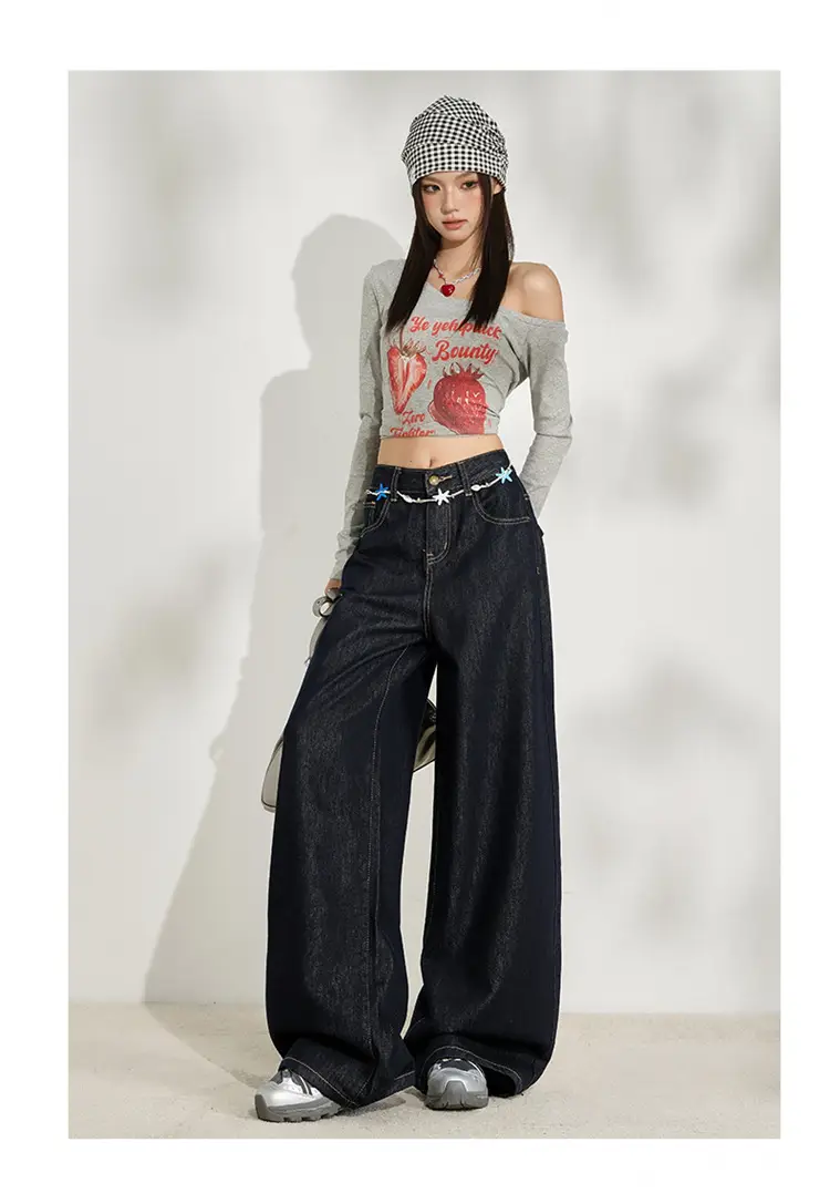 Dark Blue Wide Leg Jeans for Women Plus Size — feature 11