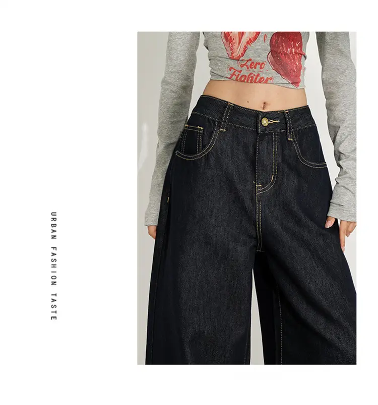 Dark Blue Wide Leg Jeans for Women Plus Size — feature 12