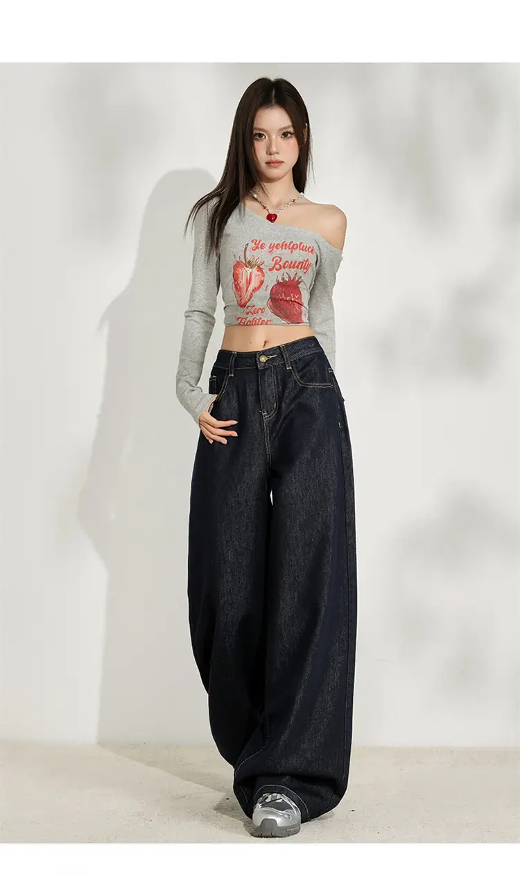 Dark Blue Wide Leg Jeans for Women Plus Size — feature 13