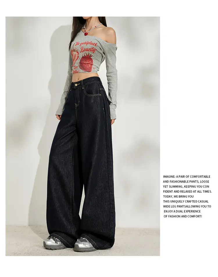 Dark Blue Wide Leg Jeans for Women Plus Size — feature 14