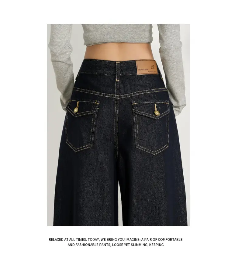 Dark Blue Wide Leg Jeans for Women Plus Size — feature 15