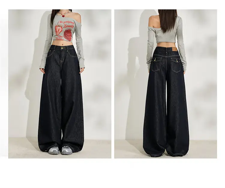 Dark Blue Wide Leg Jeans for Women Plus Size — feature 16