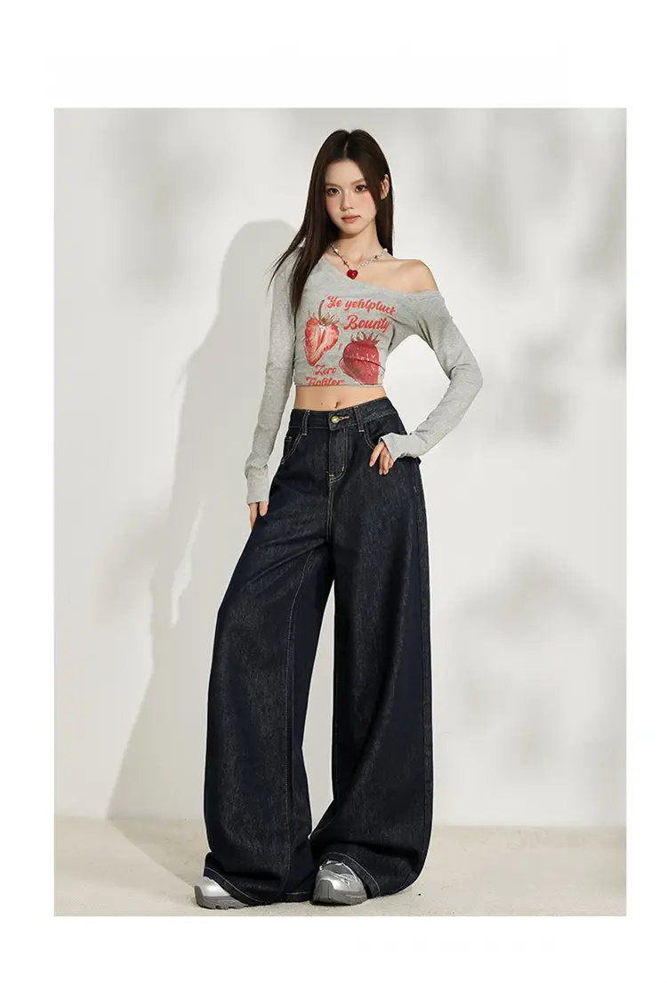 Dark Blue Wide Leg Jeans for Women Plus Size — feature 17