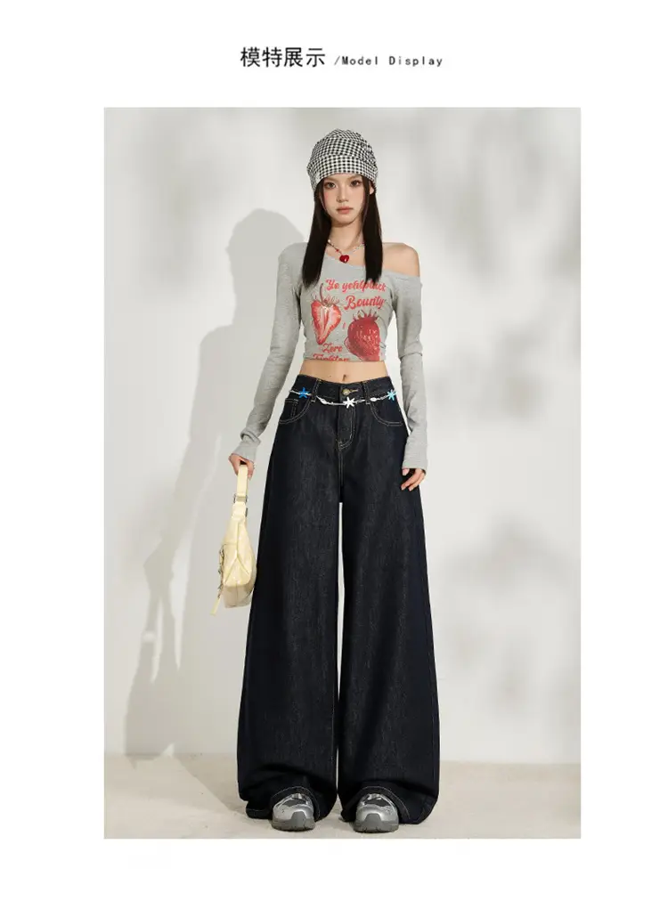Dark Blue Wide Leg Jeans for Women Plus Size — feature 9