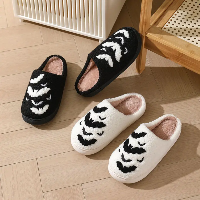 Cross-Border New Halloween Bat Cartoon Warm Winter Slippers Wholesale Men and Women Couple Home Indoor Cotton Slippers