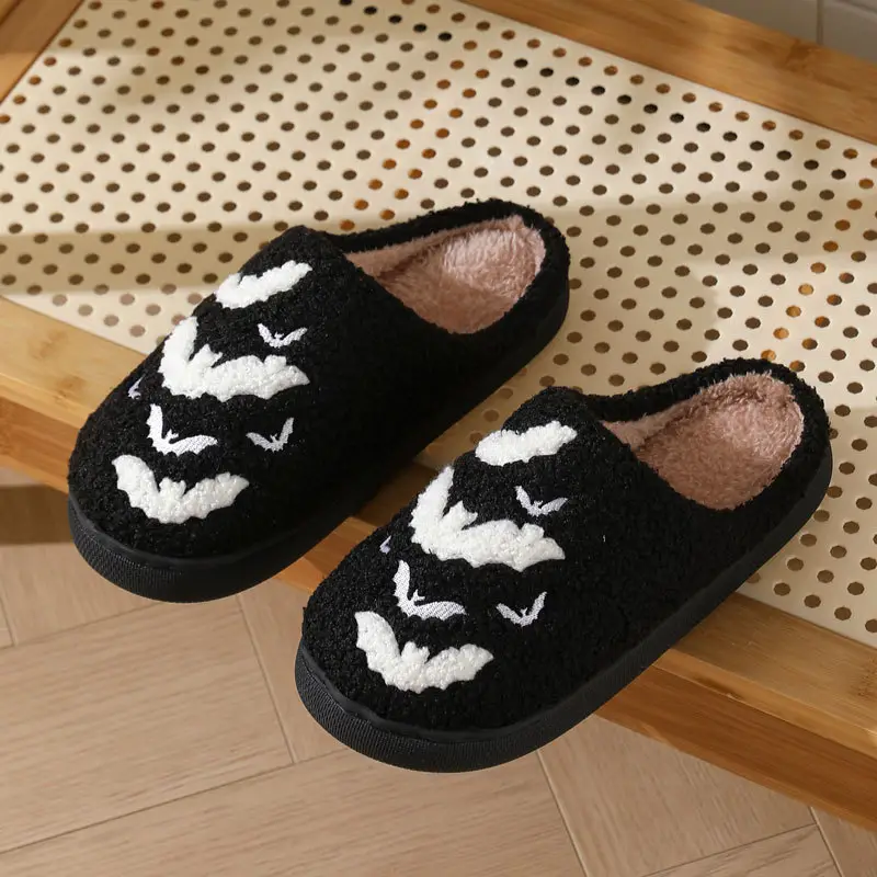Cross-Border New Halloween Bat Cartoon Warm Winter Slippers Wholesale Men and Women Couple Home Indoor Cotton Slippers — feature 2