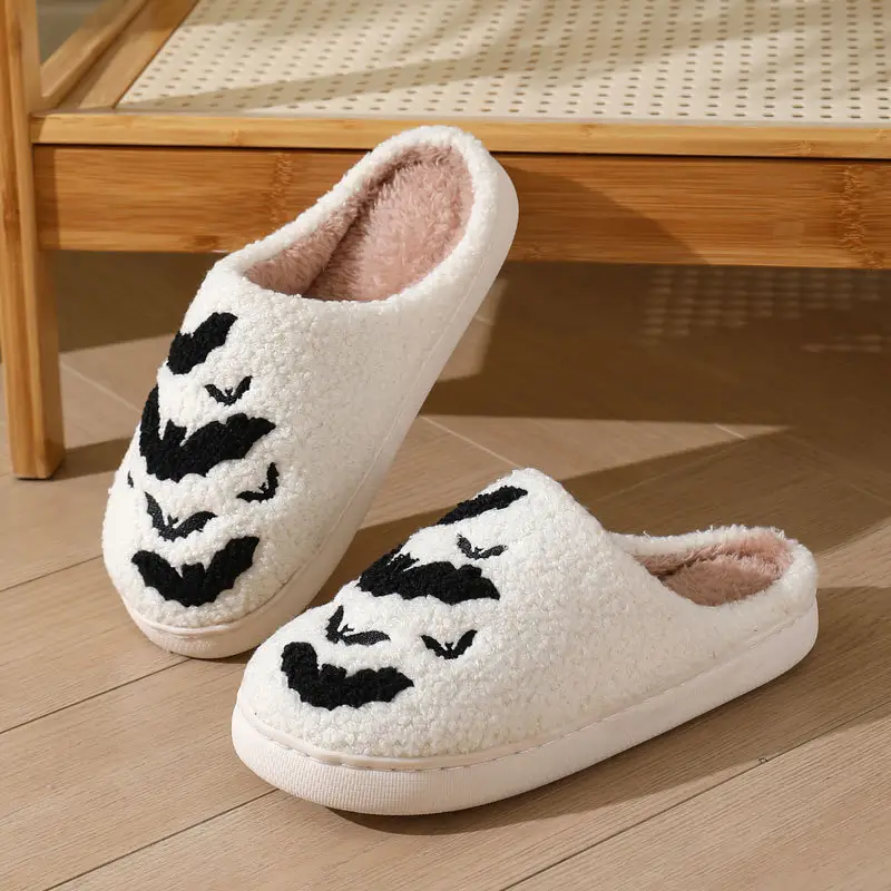 Cross-Border New Halloween Bat Cartoon Warm Winter Slippers Wholesale Men and Women Couple Home Indoor Cotton Slippers — feature 3