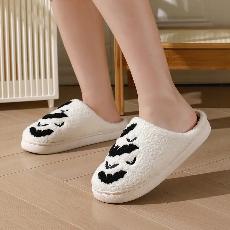 Cross-Border New Halloween Bat Cartoon Warm Winter Slippers Wholesale Men and Women Couple Home Indoor Cotton Slippers — feature 6