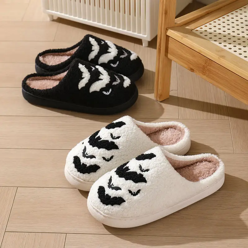 Cross-Border New Halloween Bat Cartoon Warm Winter Slippers Wholesale Men and Women Couple Home Indoor Cotton Slippers — feature 8