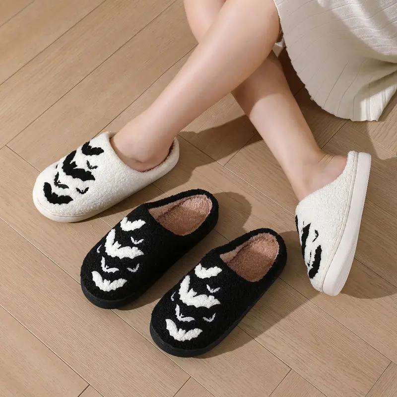 Cross-Border New Halloween Bat Cartoon Warm Winter Slippers Wholesale Men and Women Couple Home Indoor Cotton Slippers — feature 9