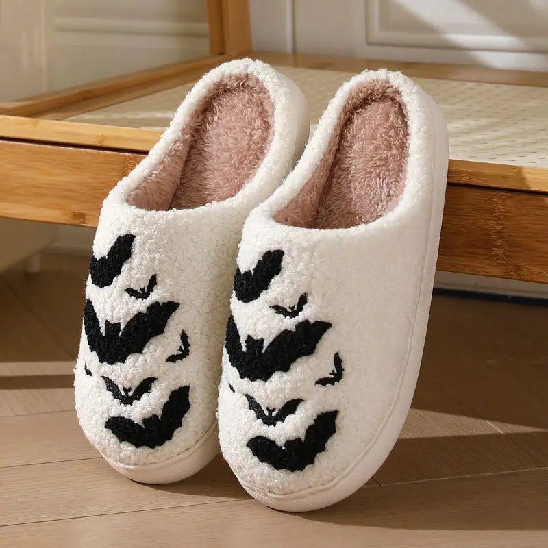 Cross-Border New Halloween Bat Cartoon Warm Winter Slippers Wholesale Men and Women Couple Home Indoor Cotton Slippers