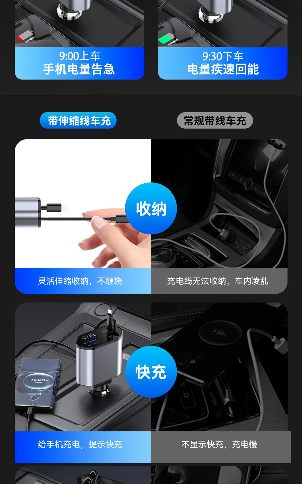 C1 Fast Charging Car Charger Four-In-One Universal Android Apple — feature 6