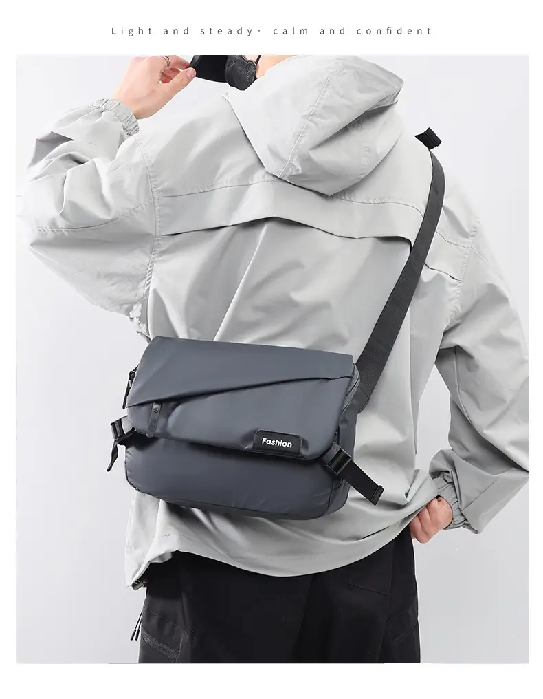 Men's Black Crossbody Shoulder Bag Large Capacity Commuter Casual Messenger — feature 12