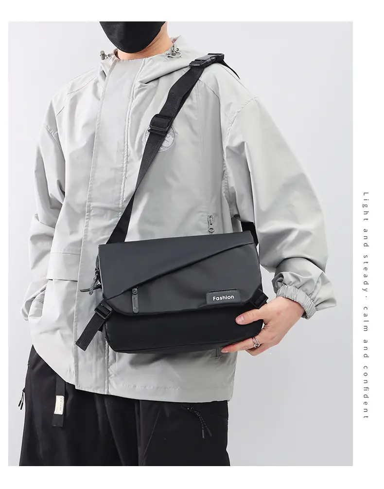 Men's Black Crossbody Shoulder Bag Large Capacity Commuter Casual Messenger — feature 14