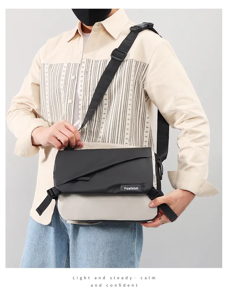 Men's Black Crossbody Shoulder Bag Large Capacity Commuter Casual Messenger — feature 15