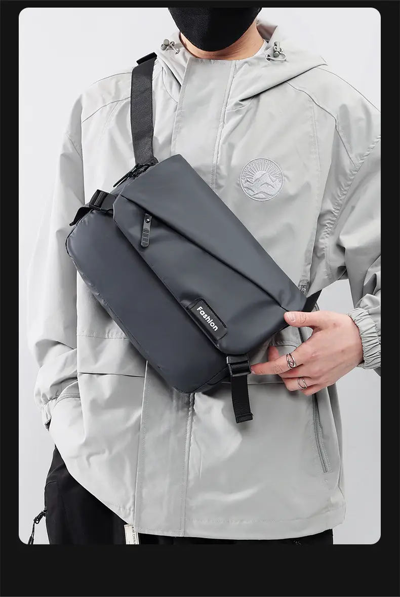 Men's Black Crossbody Shoulder Bag Large Capacity Commuter Casual Messenger — feature 5