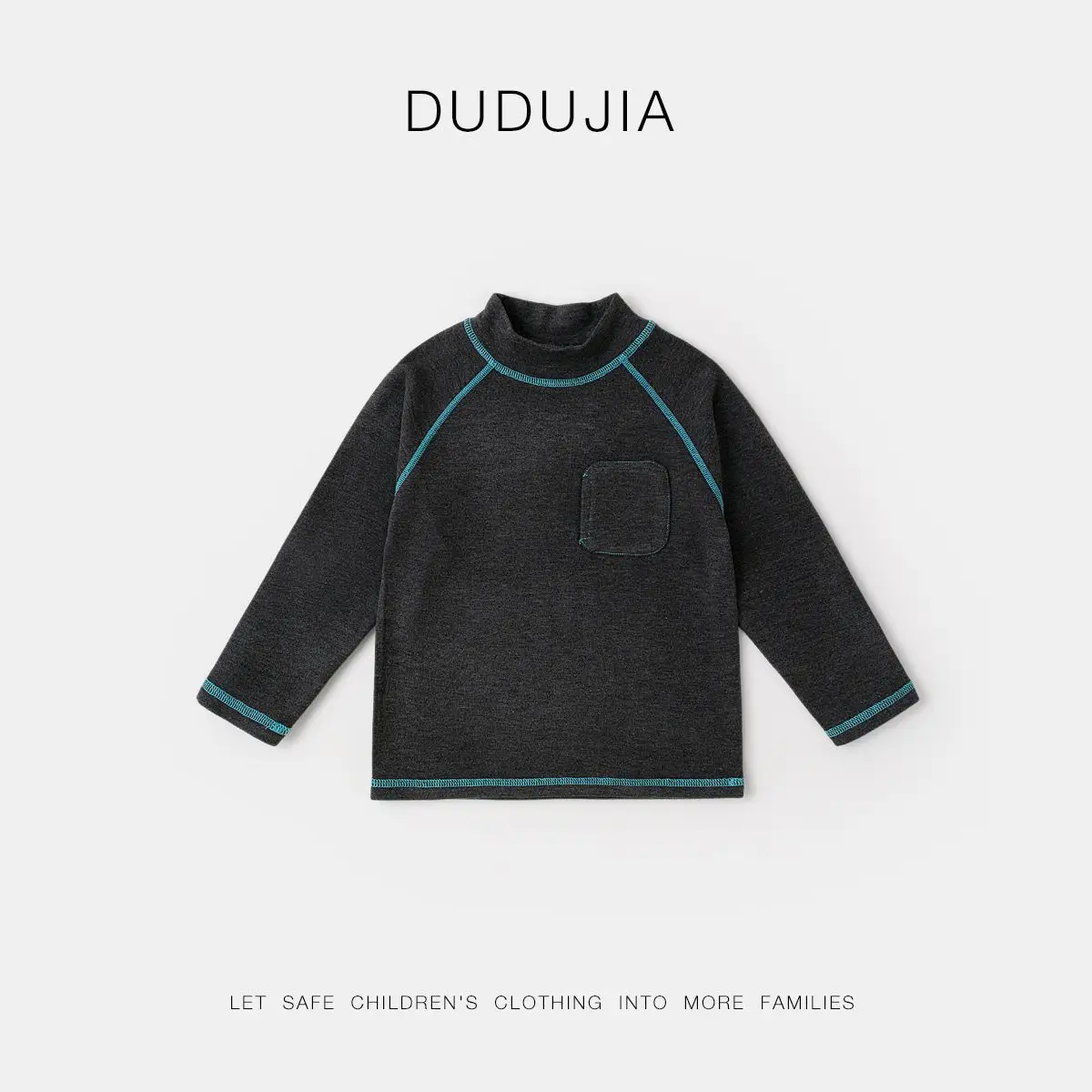 Dudujia Kids T-Shirt Cream Half Turtleneck Baby Winter Top