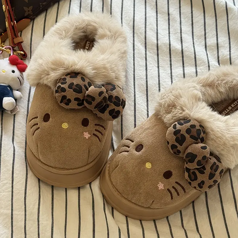 Sanrio Genuine Winter Cotton Slippers for Women, Winter Non-Slip Closed-Toe Plush Slippers, Autumn and Winter Thickened Warm Fur Slippers - Image 20