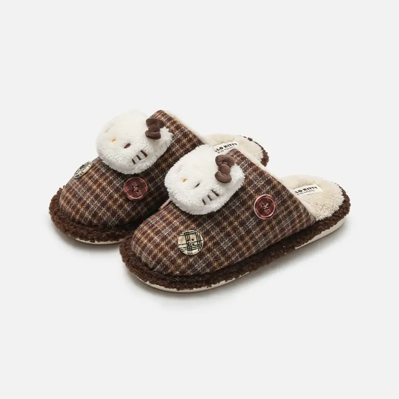 Sanrio Genuine Winter Cotton Slippers for Women, Winter Non-Slip Closed-Toe Plush Slippers, Autumn and Winter Thickened Warm Fur Slippers - Image 11