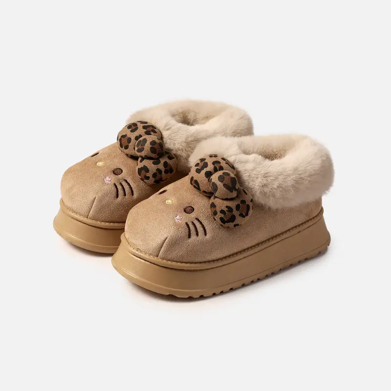 Sanrio Genuine Winter Cotton Slippers for Women, Winter Non-Slip Closed-Toe Plush Slippers, Autumn and Winter Thickened Warm Fur Slippers - Image 4