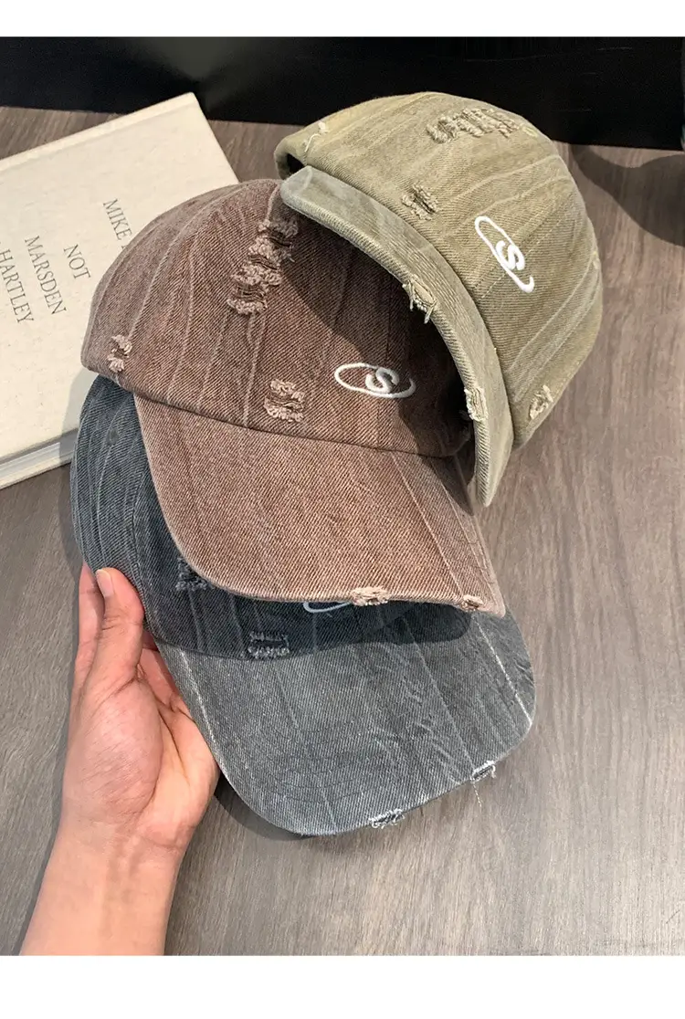 Women Wash Denim Camo Baseball Cap Wide Brim Large Head — feature 10