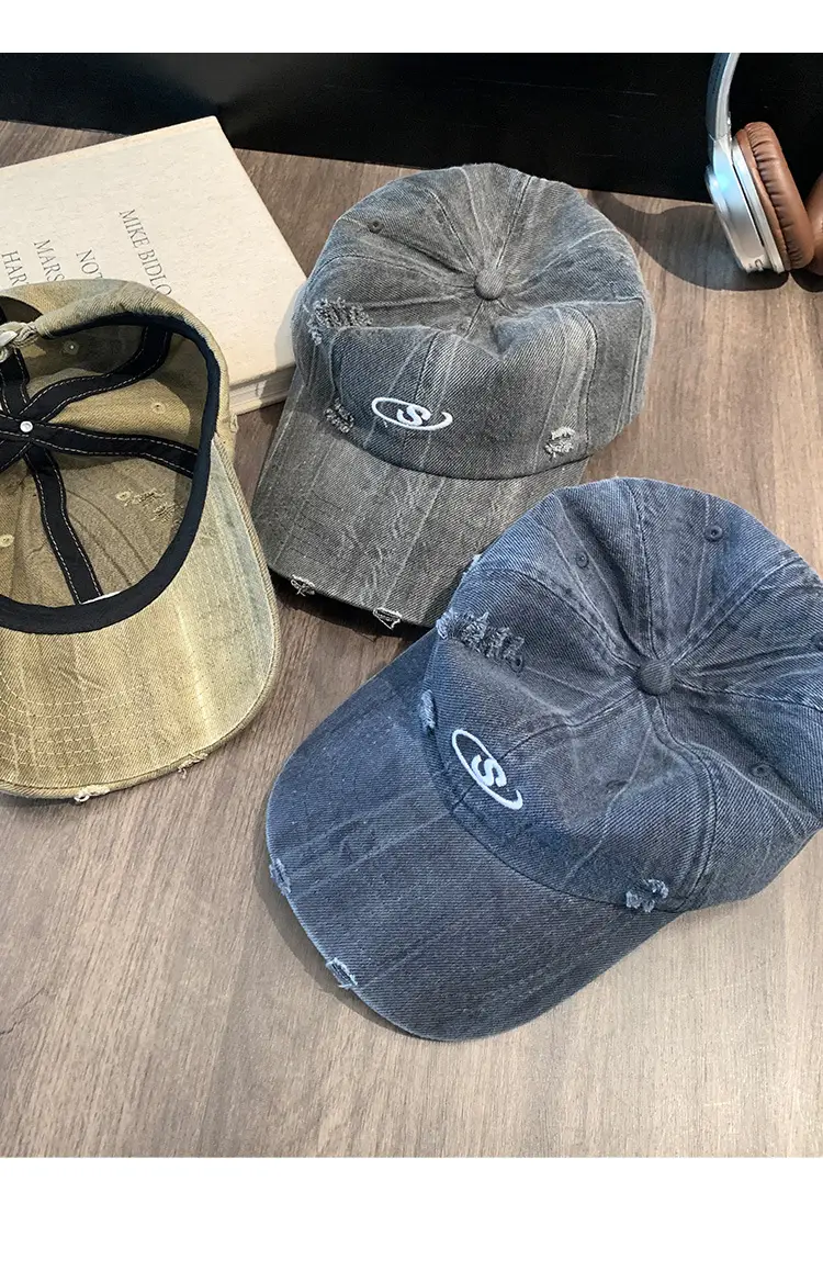 Women Wash Denim Camo Baseball Cap Wide Brim Large Head — feature 11
