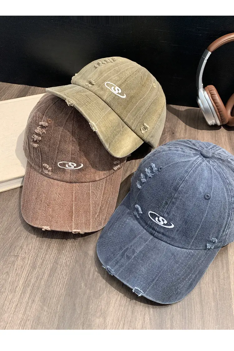 Women Wash Denim Camo Baseball Cap Wide Brim Large Head — feature 8