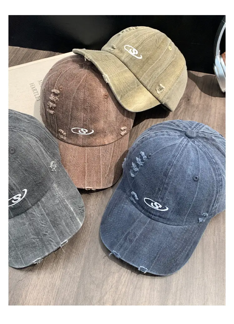 Women Wash Denim Camo Baseball Cap Wide Brim Large Head — feature 9