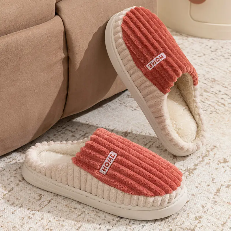 Autumn and Winter Thickeneded Plush Slippers for Women to Wear Outside, Non-Slip Soft Bottom, Home Indoor Warmth, 2025 New Plush Cotton Slippers - Image 5