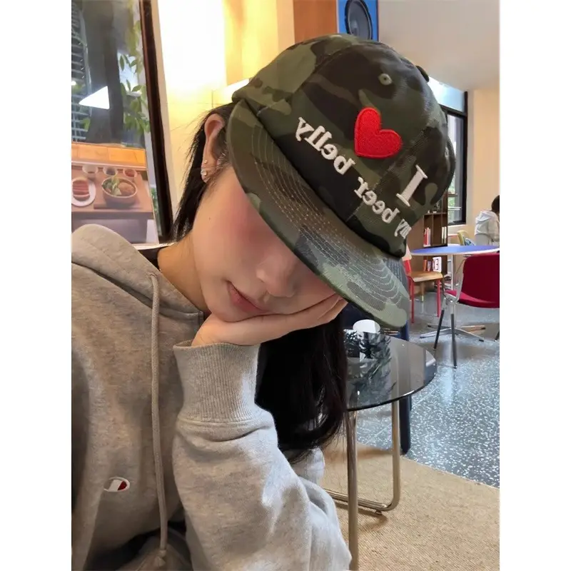 Leopard Print Peaked Cap with Heart Design - Image 5