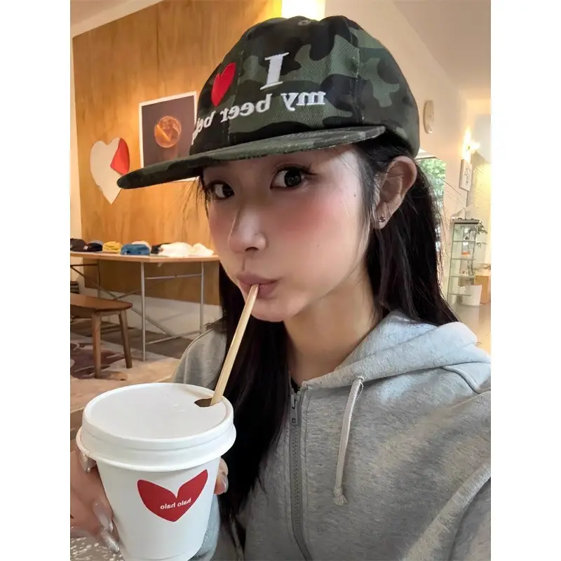 Leopard Print Peaked Cap with Heart Design - Image 6